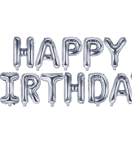 Párty balónik - folióvý - Happy Birthday, silver (1 ks) - BL02-0005