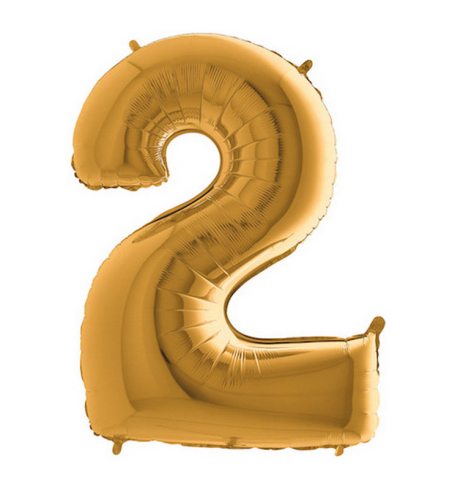 Fóliový balón v tvare čísla 2 - zlatý (102cm,40") - BL02-5912