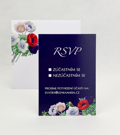 Svadobná kartička s kvetmi sasaniek - RS4015