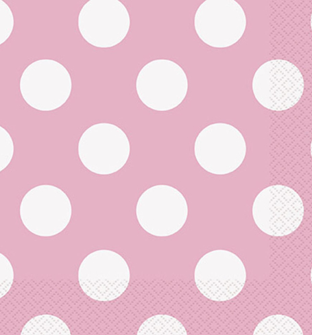 Papierový obrúsok ružový s bodkami (16 ks) - UB5105
