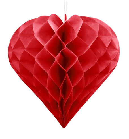 Závesná dekorácia  - Honeycomb Heart, red, Ø 20 cm (1 ks) - ZV4010