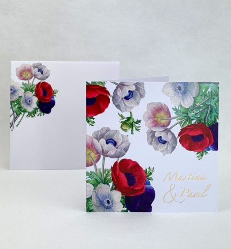 Svadobné oznámenie s farebnými kvetmi sasaniek - G4011
